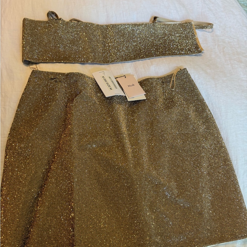 Elegant Gold Glitter Skirt Set